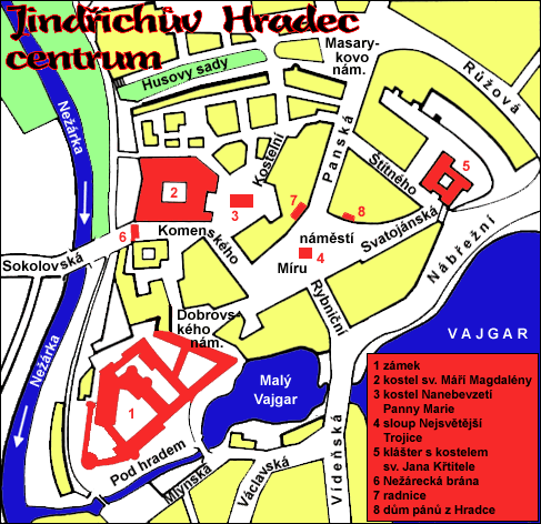 Pl�n centra Jind�ichova Hradce