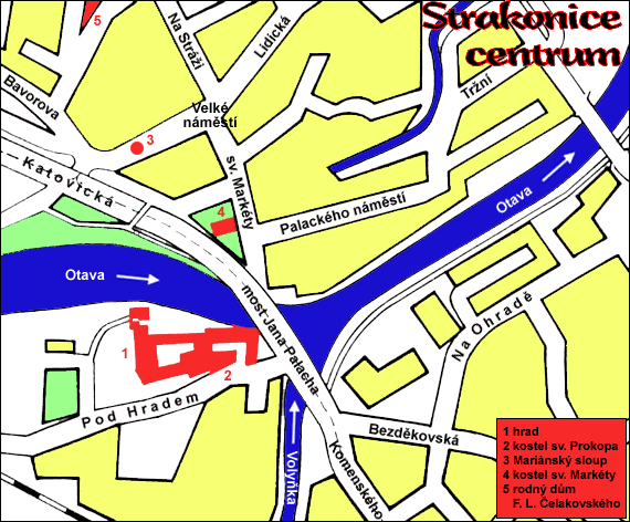 Pl�n centra Strakonic